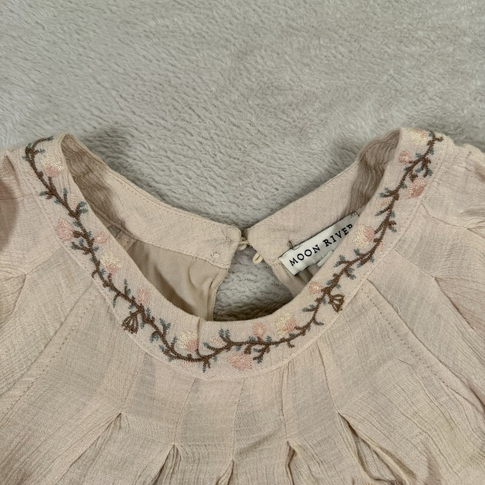 Moon River Anthropologie Small Embroidered Lace Hem Boho Midi Dress - Picture 7 of 9